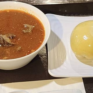 Fufu and Light Soup With Goat Meat