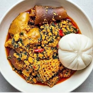 Fufu and Egusi  with any Soup( half&half) with assorted Meat