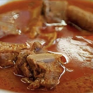 Fufu and Light Soup With Mixed Meat